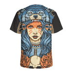Native American Wolf Girl Print Men's Sports T-Shirt