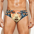 Native American Wolf Girl Print Men's Swim Briefs