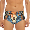 Native American Wolf Girl Print Men's Triangle Swim Briefs