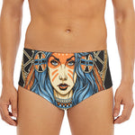 Native American Wolf Girl Print Men's Triangle Swim Briefs