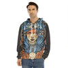 Native American Wolf Girl Print Men's Velvet Pullover Hoodie