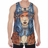 Native American Wolf Girl Print Men's Velvet Tank Top