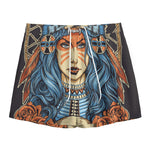 Native American Wolf Girl Print Mesh Shorts