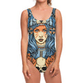 Native American Wolf Girl Print One Piece Swimsuit
