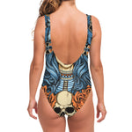 Native American Wolf Girl Print One Piece Swimsuit