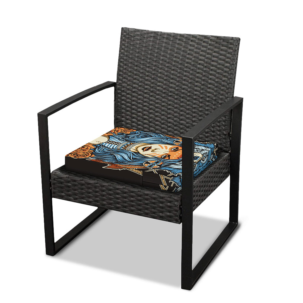 Native American Wolf Girl Print Outdoor Seat Cushion Cover