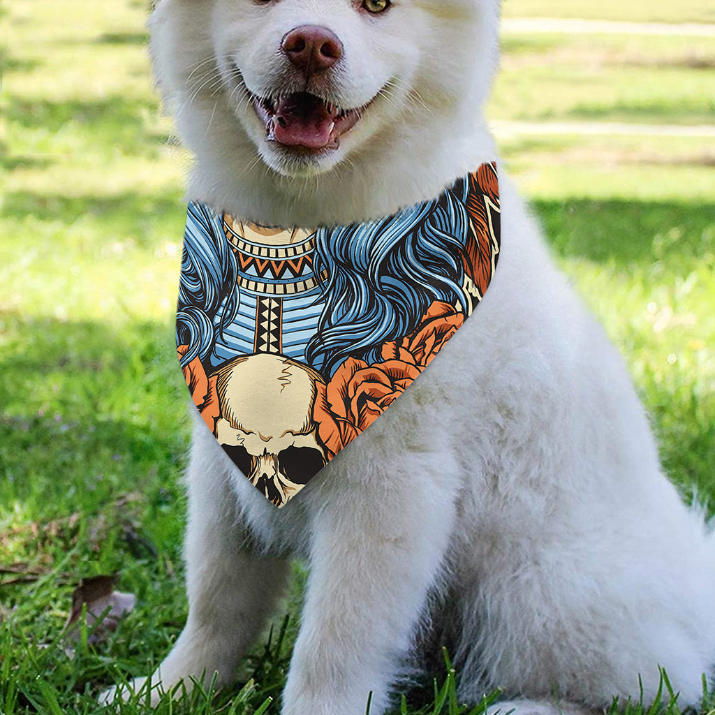 Native American Wolf Girl Print Over The Collar Dog Bandana