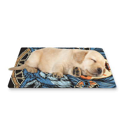 Native American Wolf Girl Print Pet Cooling Mat Cover
