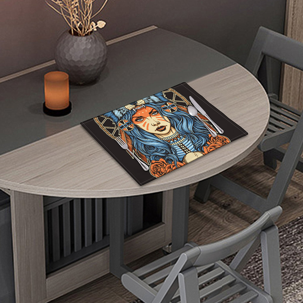 Native American Wolf Girl Print Placemat
