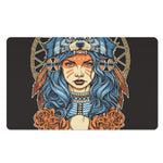 Native American Wolf Girl Print Polyester Doormat