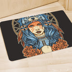 Native American Wolf Girl Print Polyester Doormat