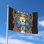 Native American Wolf Girl Print Polyester Flag