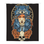 Native American Wolf Girl Print Polyester Shower Curtain
