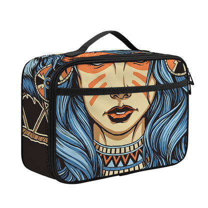 Native American Wolf Girl Print Portable Lunch Bag