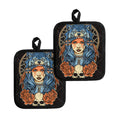 Native American Wolf Girl Print Pot Holders