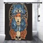 Native American Wolf Girl Print Premium Shower Curtain