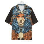 Native American Wolf Girl Print Rayon Hawaiian Shirt