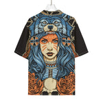 Native American Wolf Girl Print Rayon Hawaiian Shirt