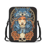 Native American Wolf Girl Print Rectangular Crossbody Bag