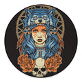 Native American Wolf Girl Print Round Floor Mat