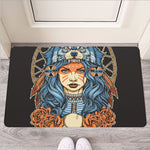 Native American Wolf Girl Print Rubber Doormat