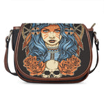 Native American Wolf Girl Print Saddle Bag