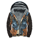 Native American Wolf Girl Print Sherpa Lined Zip Up Hoodie