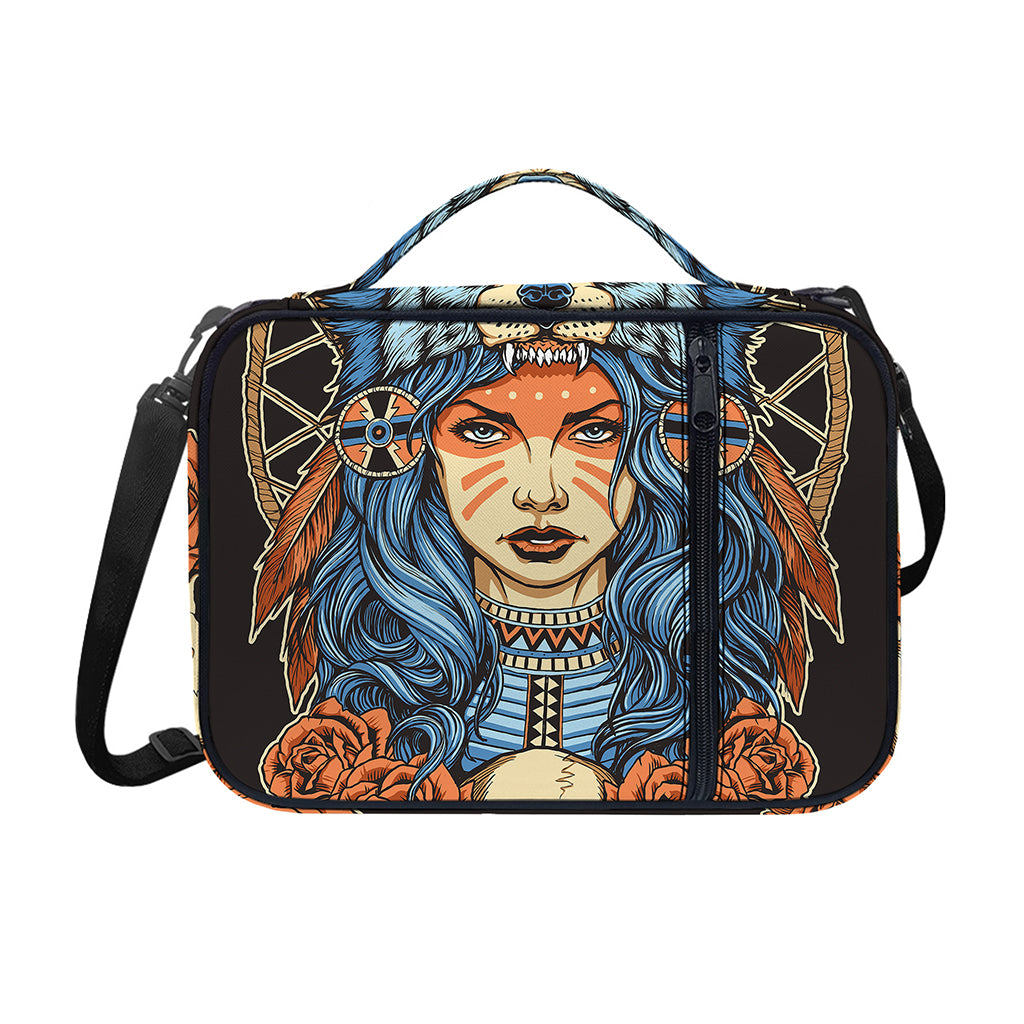 Native American Wolf Girl Print Shoulder Strap Bible Bag