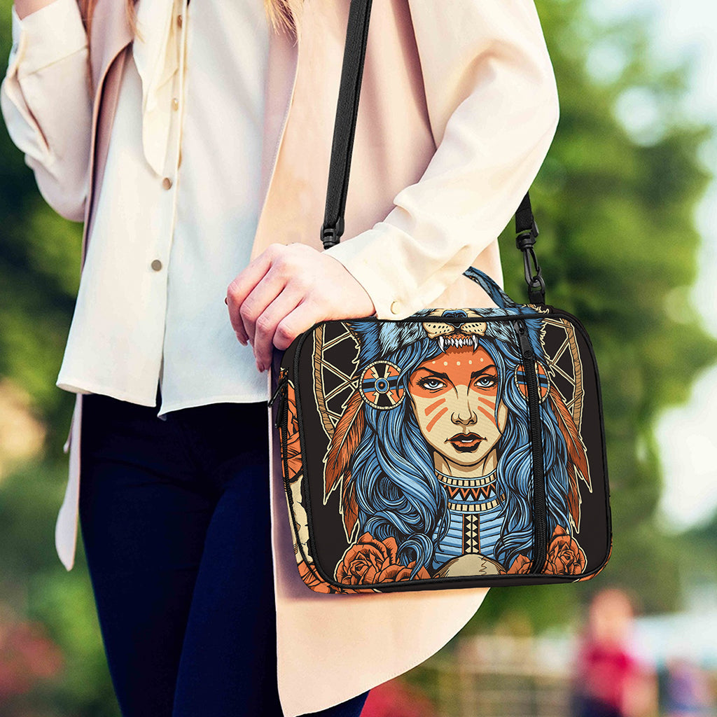 Native American Wolf Girl Print Shoulder Strap Bible Bag