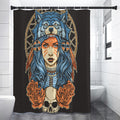 Native American Wolf Girl Print Shower Curtain