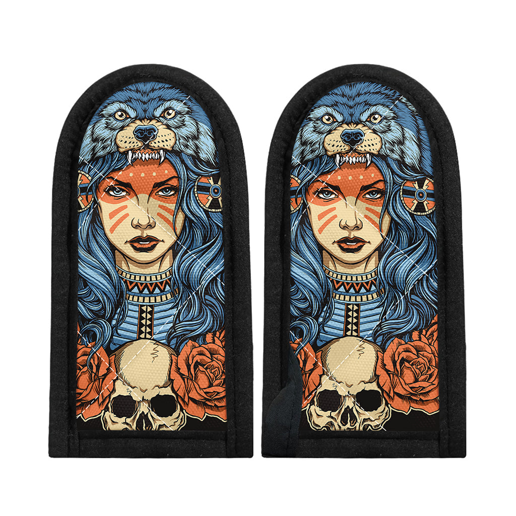 Native American Wolf Girl Print Skillet Handle Cover