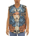 Native American Wolf Girl Print Sleeveless Baseball Jersey