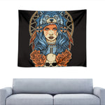 Native American Wolf Girl Print Tapestry