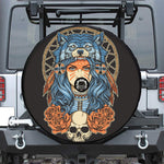 Native American Wolf Girl Print Tire Cover With Camera Hole