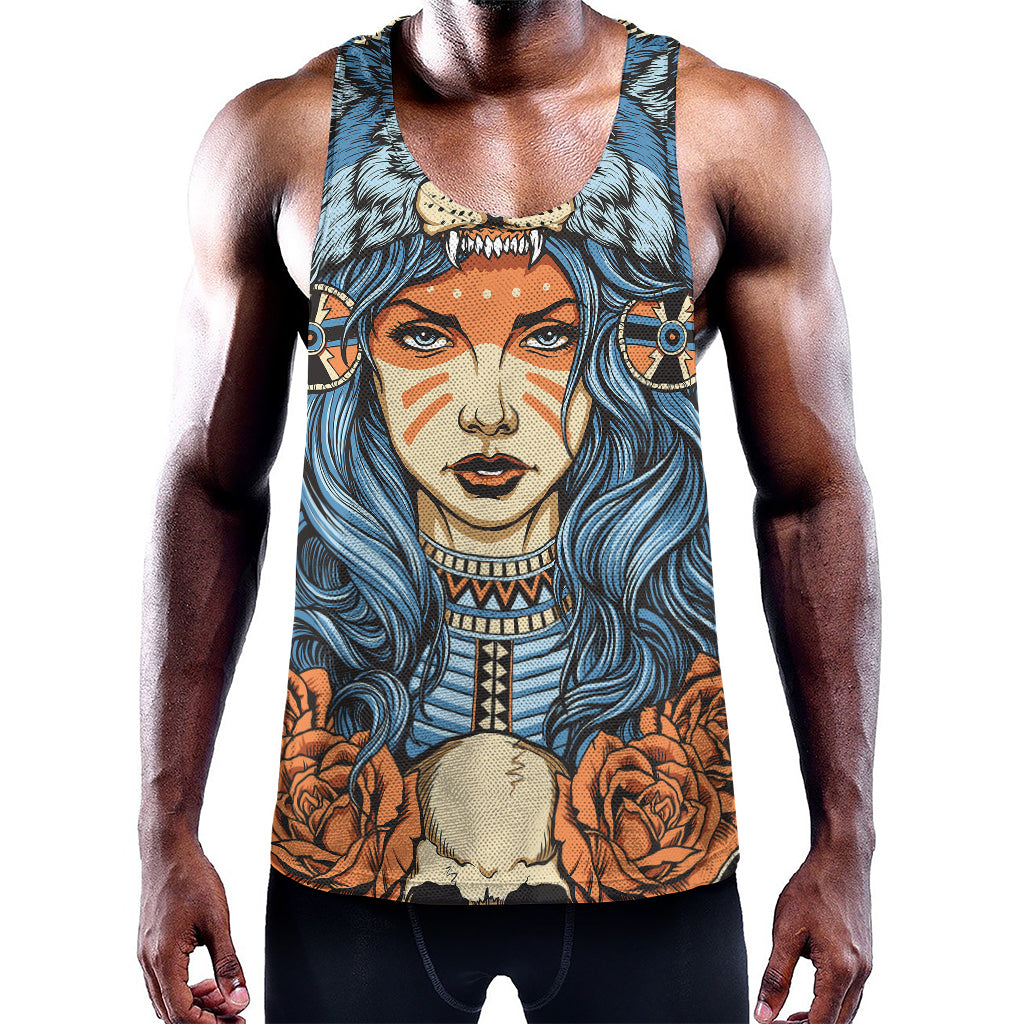 Native American Wolf Girl Print Training Tank Top