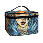 Native American Wolf Girl Print Travel Makeup Bag