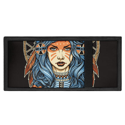 Native American Wolf Girl Print Trifold Wallet