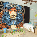 Native American Wolf Girl Print Wall Sticker