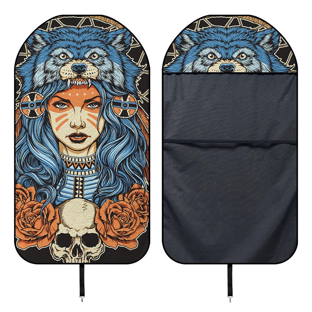 Native American Wolf Girl Print Waterproof Car Seat Cover
