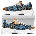 Native American Wolf Girl Print White Chunky Shoes