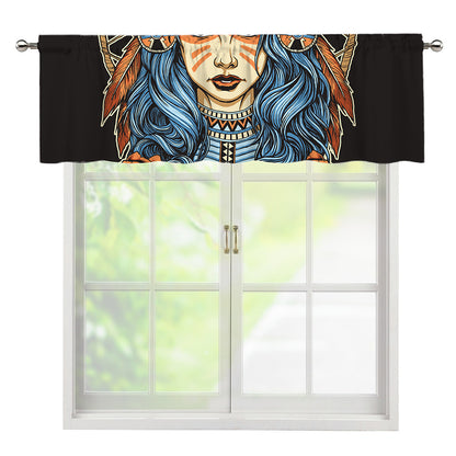 Native American Wolf Girl Print Window Valance
