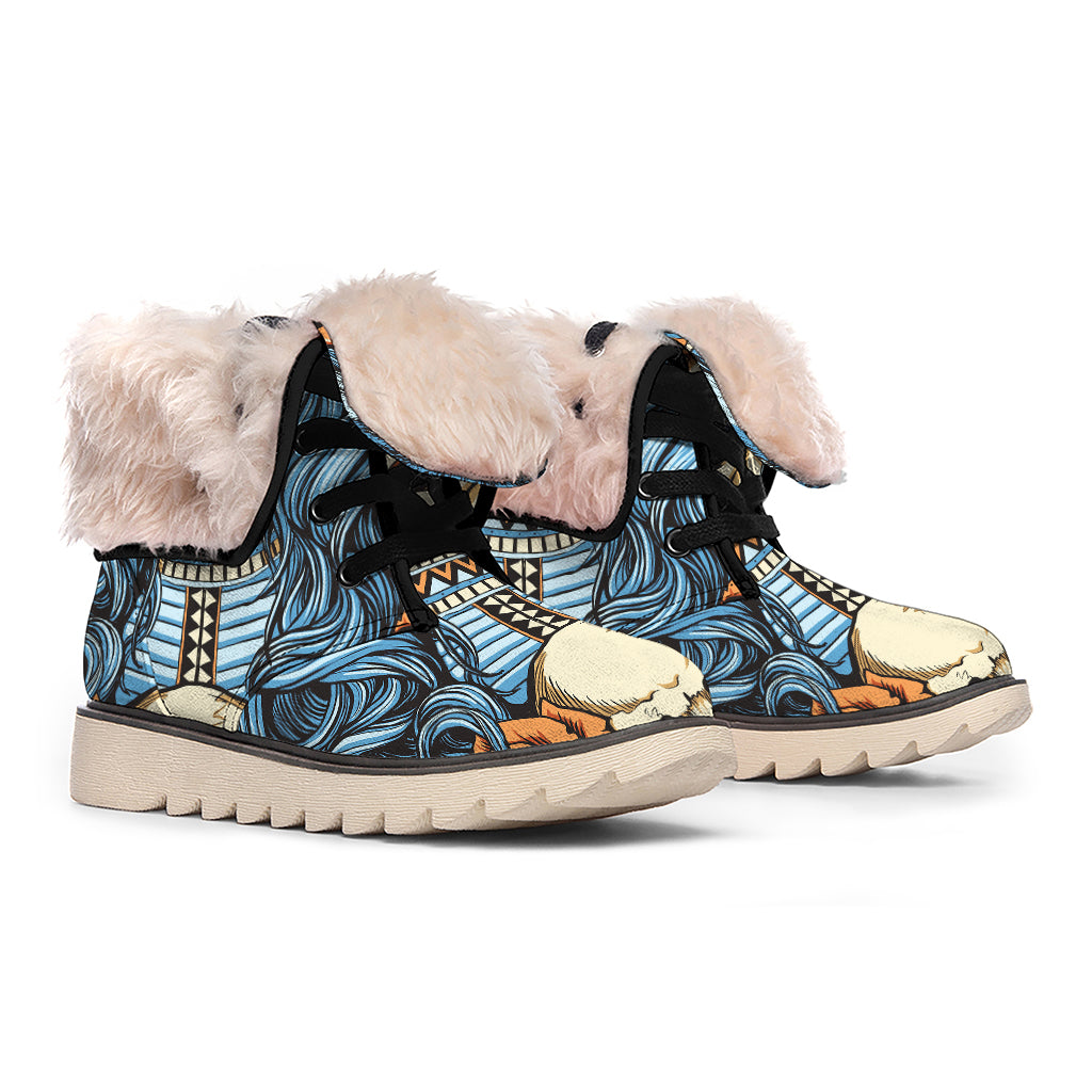 Native American Wolf Girl Print Winter Boots