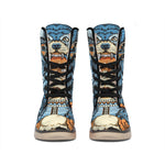 Native American Wolf Girl Print Winter Boots