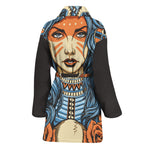 Native American Wolf Girl Print Women's Bathrobe