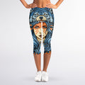 Native American Wolf Girl Print Women's Capri Leggings