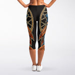 Native American Wolf Girl Print Women's Capri Leggings