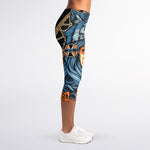 Native American Wolf Girl Print Women's Capri Leggings