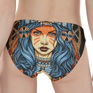 Native American Wolf Girl Print Women's Panties