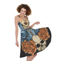 Native American Wolf Girl Print Sleeveless Knee Length Dress