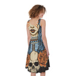 Native American Wolf Girl Print Women's Sleeveless Dress